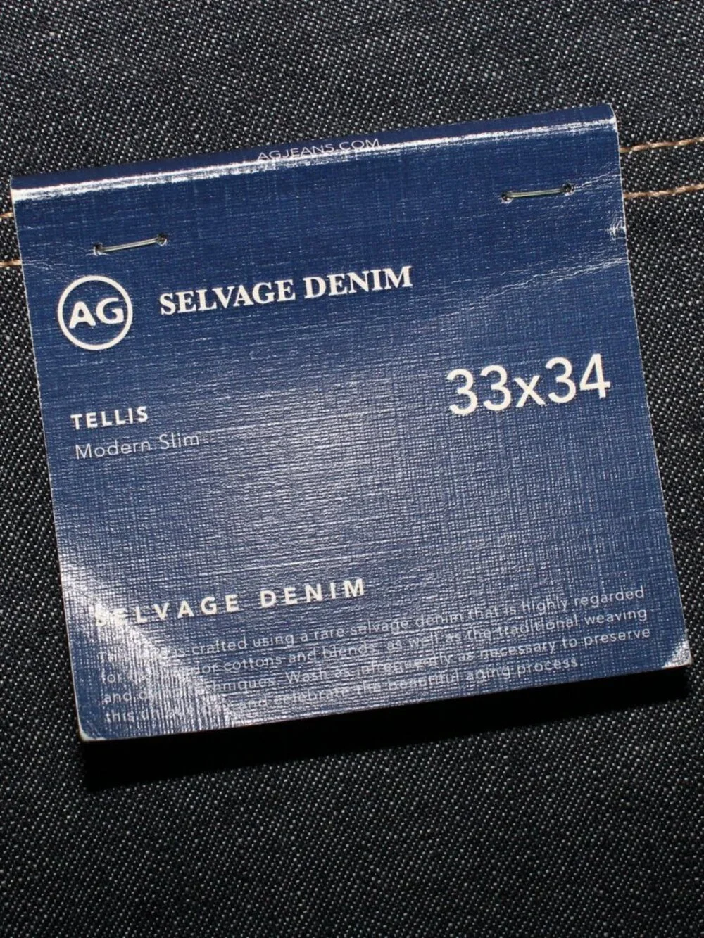NWT AG Trellis Selvage Denim Jeans Size 33 x 34